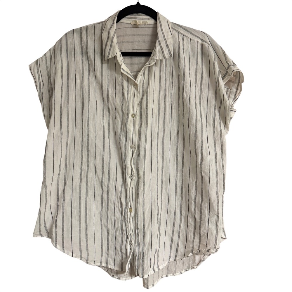 NOT FOR SALE Eileen Fisher Organic Cotton Tencel Stripe Button Down Shirt S/P